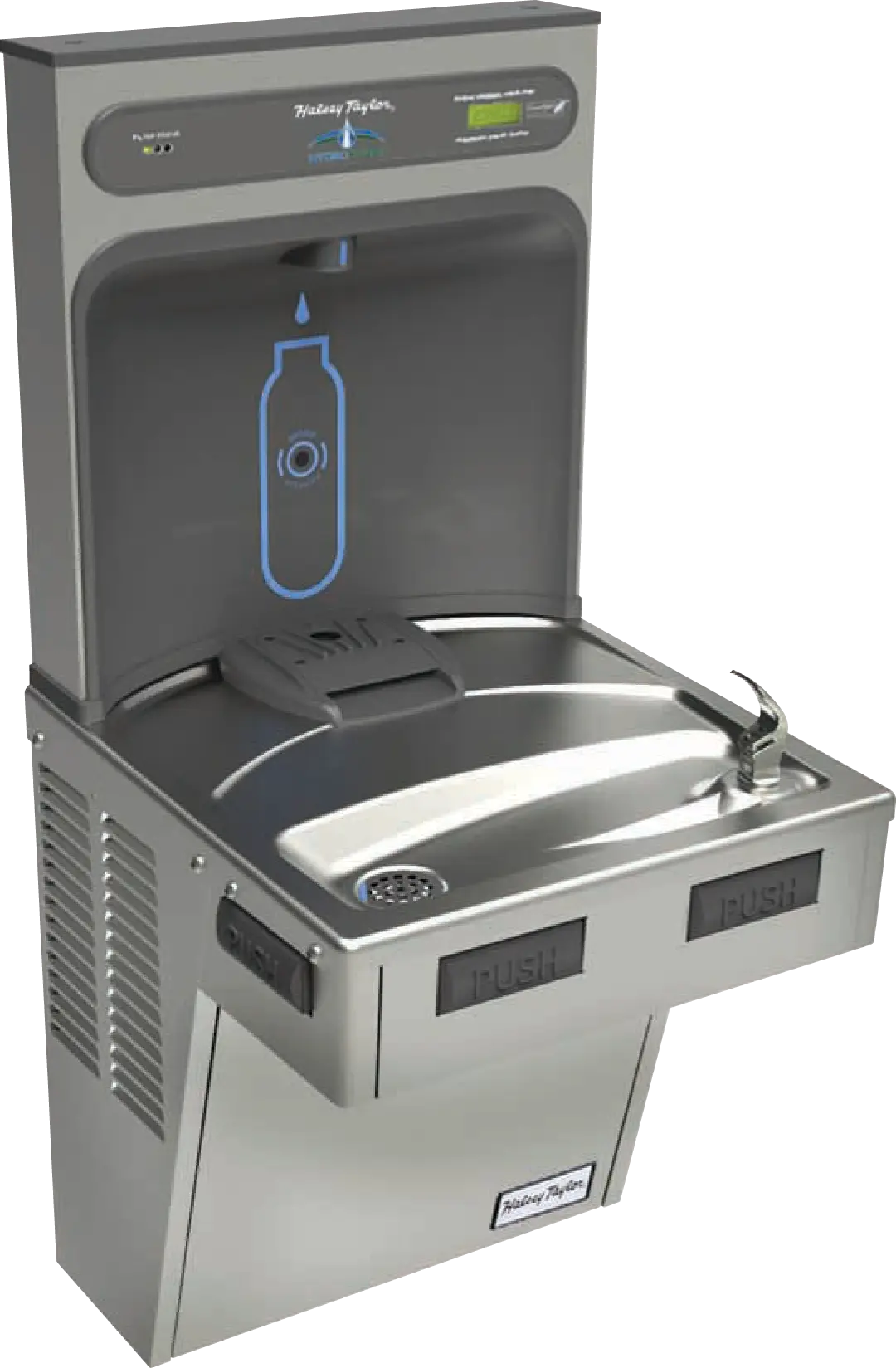Halsey Taylor HydroBoost Filtered Bottle Filling Station & Single ADA Cooler, 8 GPH Platinum Vinyl. Fill Rate is 1.1 GPF, Model HTHB-HAC8PV-WF