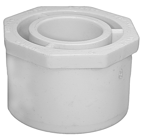 Schedule 40 PVC Bushing, 2-1/2" X 1-1/2"Spigot x Slip