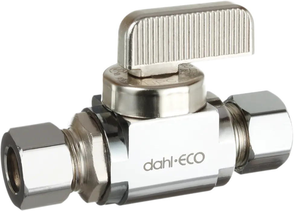 Dahl 3/8" OD Compression X 3/8" OD Compression Straight Stop Chrome Plated