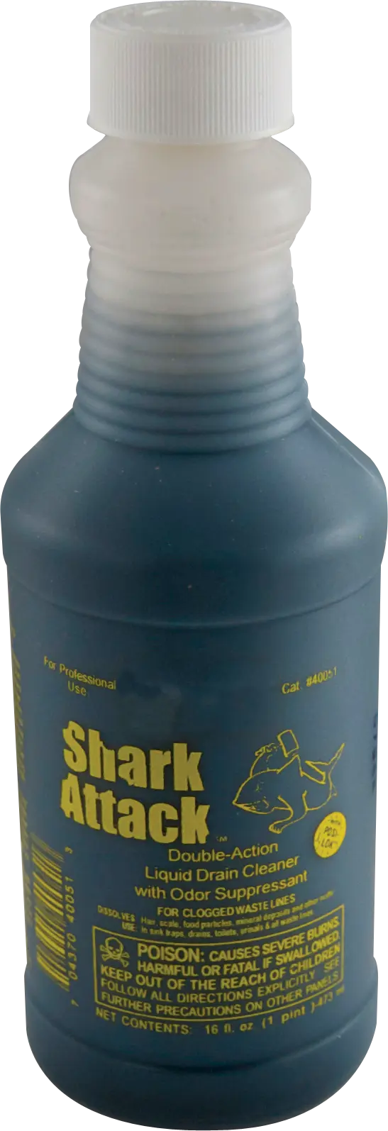 Shark Attack Double-Action Liquid Drain Cleaner, 1 Pint, 12 per Case