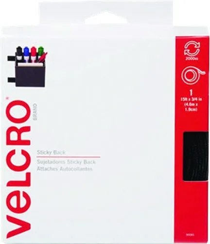 Velcro Sticky Back Tape 15' X 3/4" Black