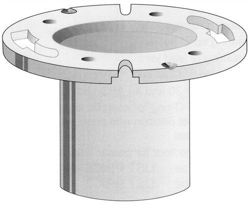 PVC DWV Closet Flange Plastic Ring Less Knockout, Inside 4" X 3" Hub Extended Length