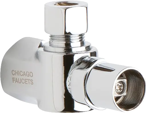 Chicago Angle Stop 1/2"MPT X 3/8" OD Compression 1/4" Turn Chrome Plated HD Loose Key Angle Stop