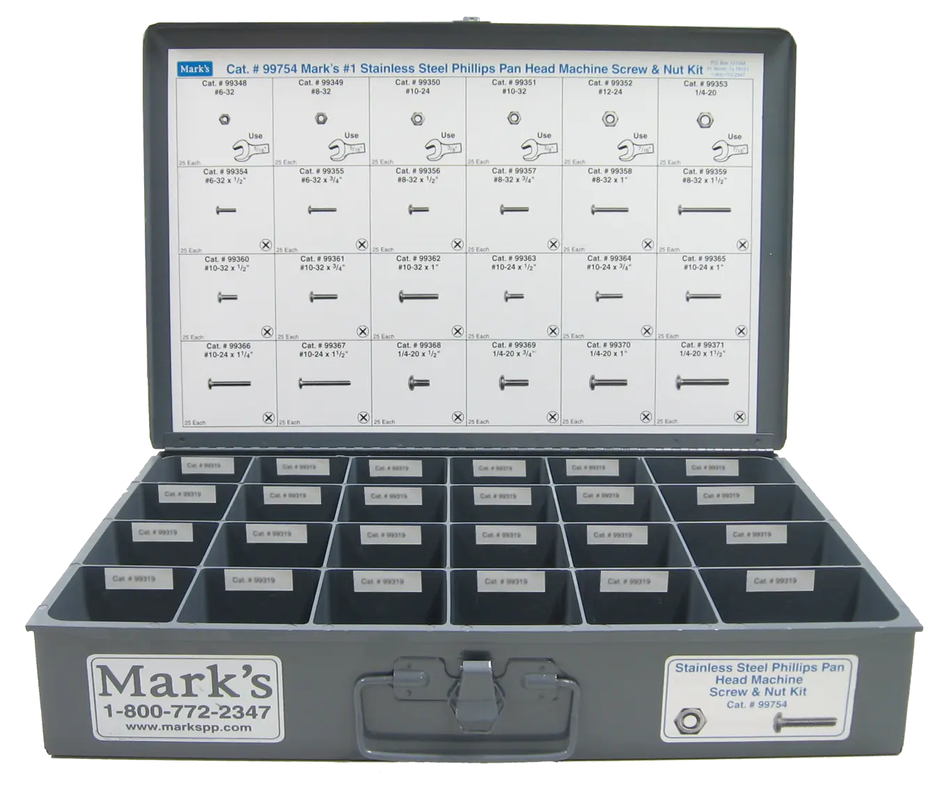 Machine Screw & Nut Assortment, Stainless, Phillips Pan Head