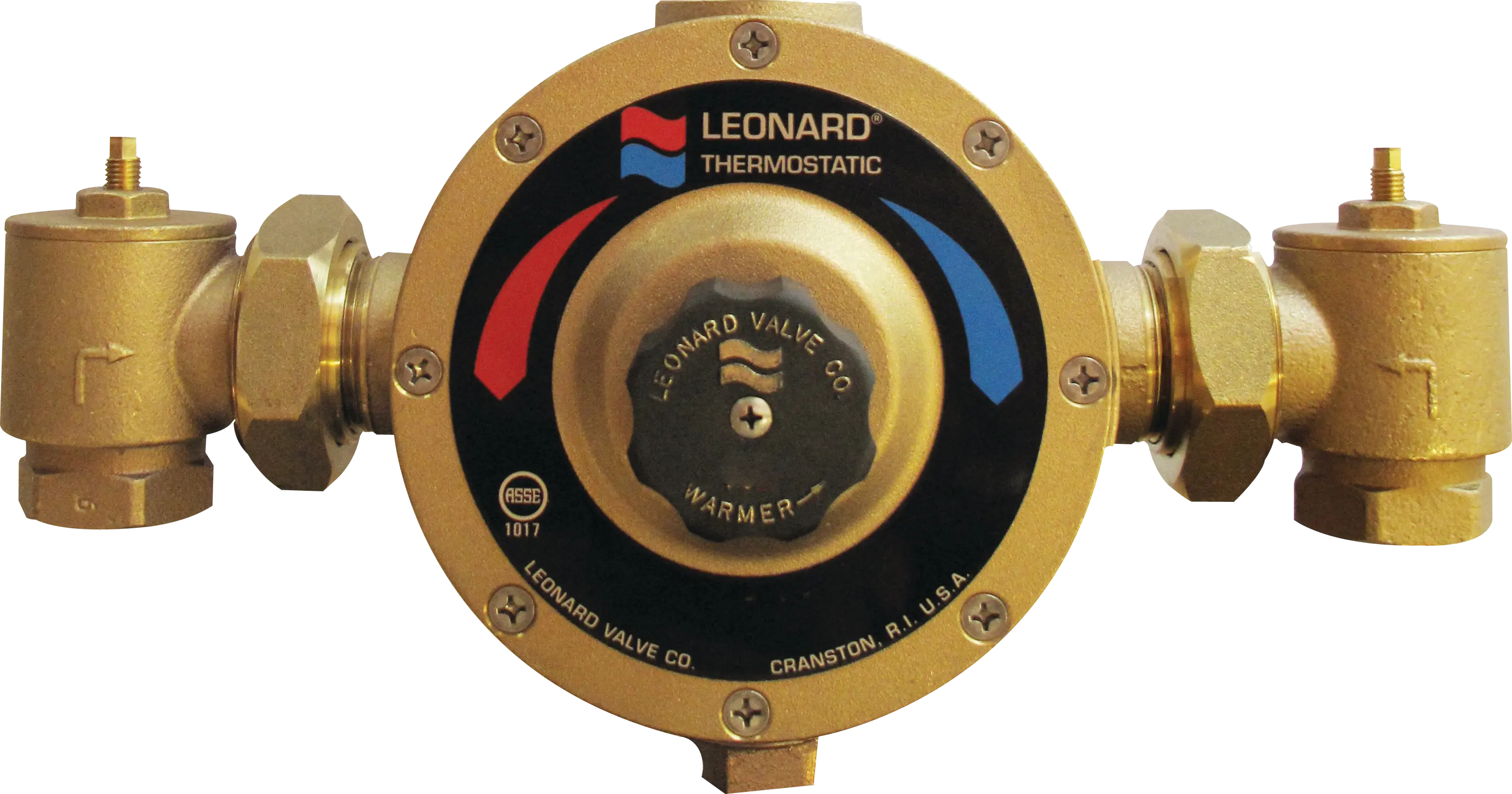 Leonard LV Thermostatic Mixing Valve 1-1/4", Inlet, 1-1/2" Outlet, Chrome. 6 - 141 GPM