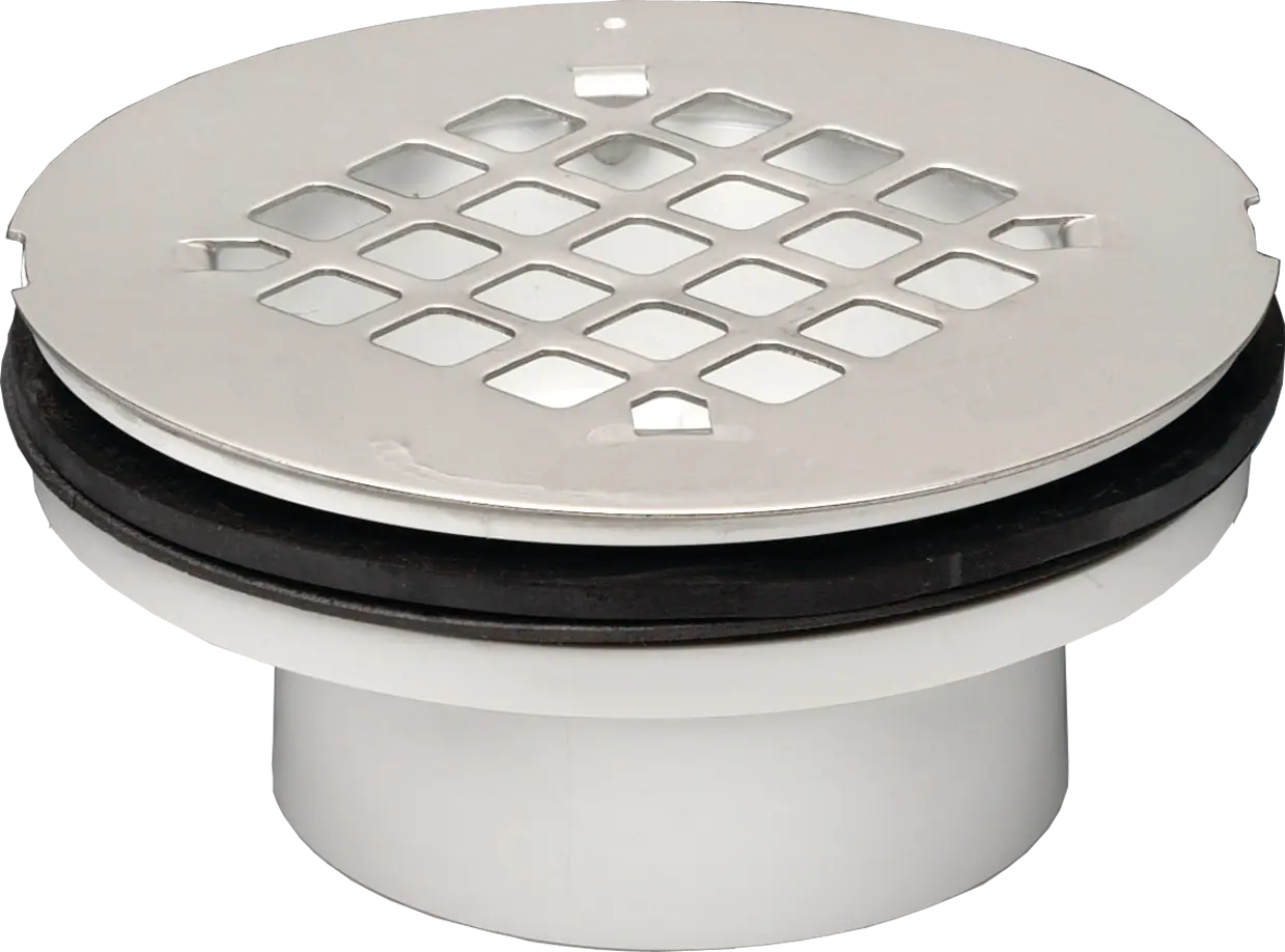 2" PVC DWV Shower Drain With Stainless Steel Grate - Hub