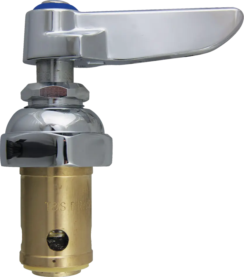 T&S Brass Eterna Spindle Assembly, Spring Check, Left Hand (Cold), Lever Handle, Screw, & Index