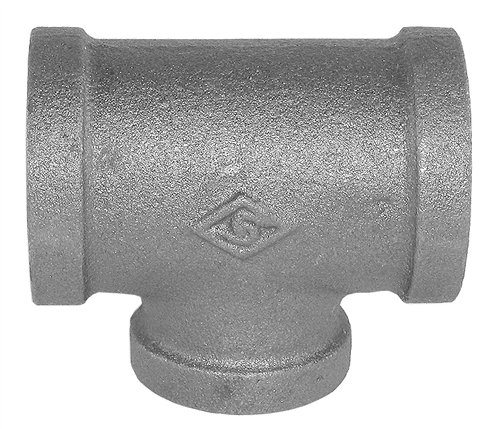 1" x 1" x 3/4" Black Malleable Reducing Tee