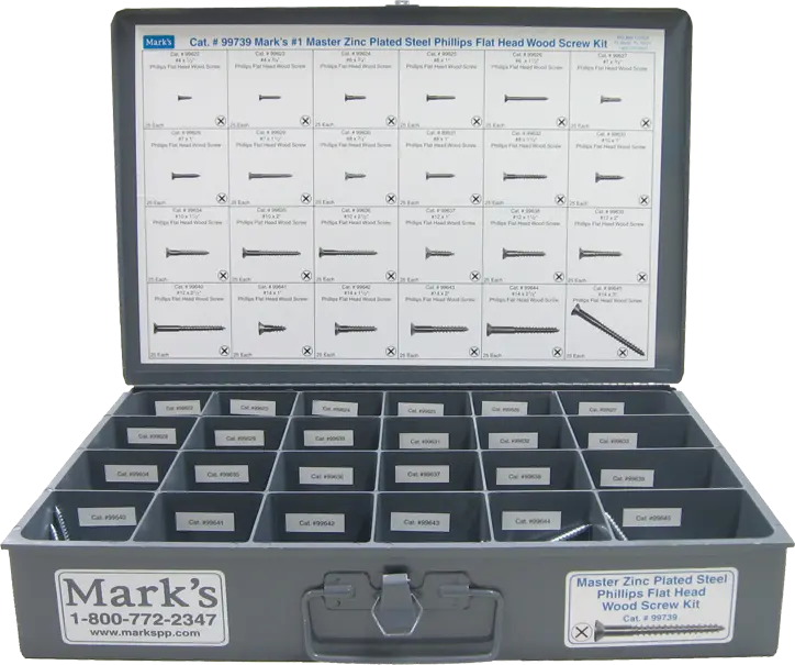 Mark's #1 Master Zinc Plated Steel Flat Head Wood Screw Kit