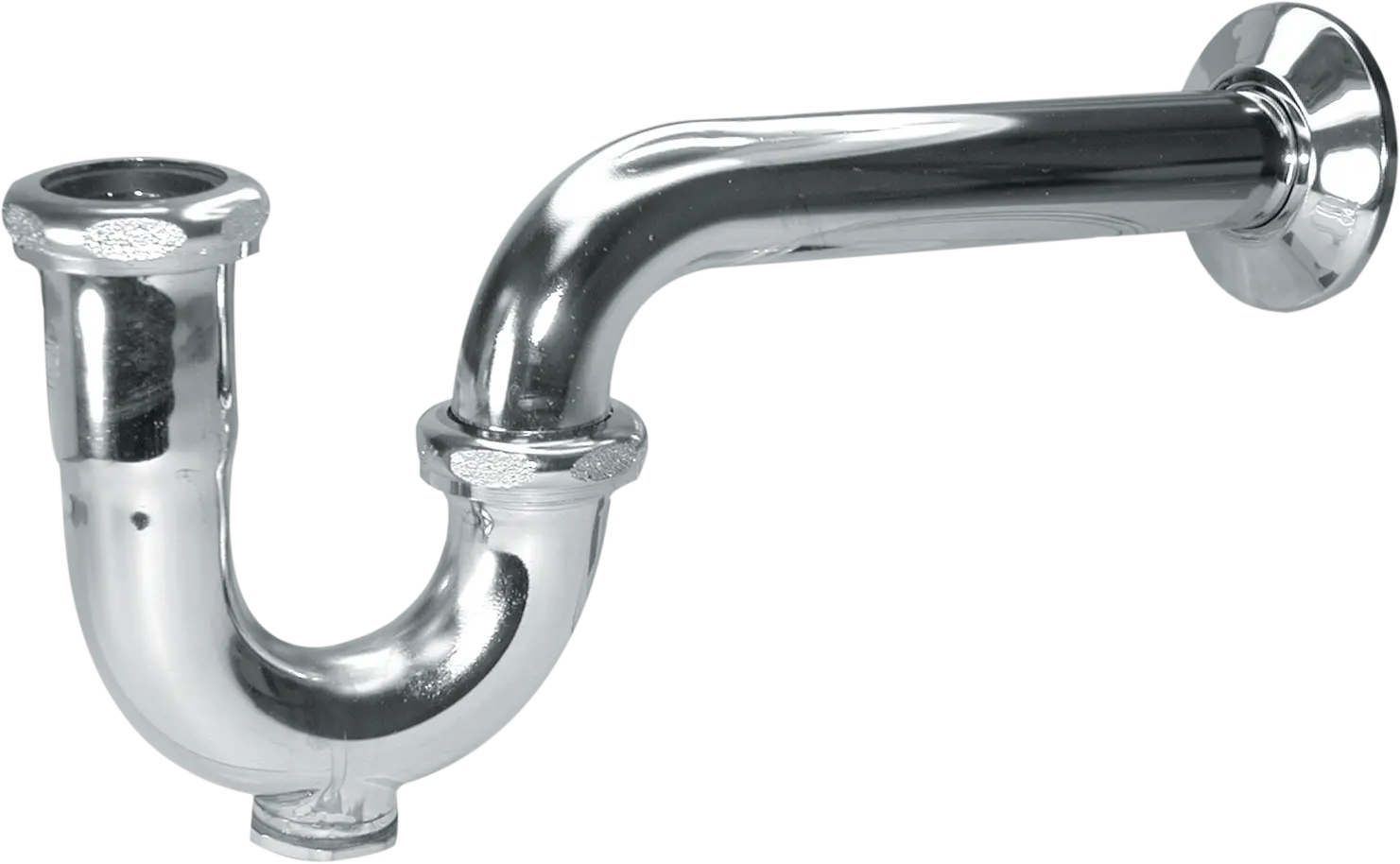 Tubular P-Trap 1-1/4" Chrome, 17 Gauge With Cleanout And Brass Nut