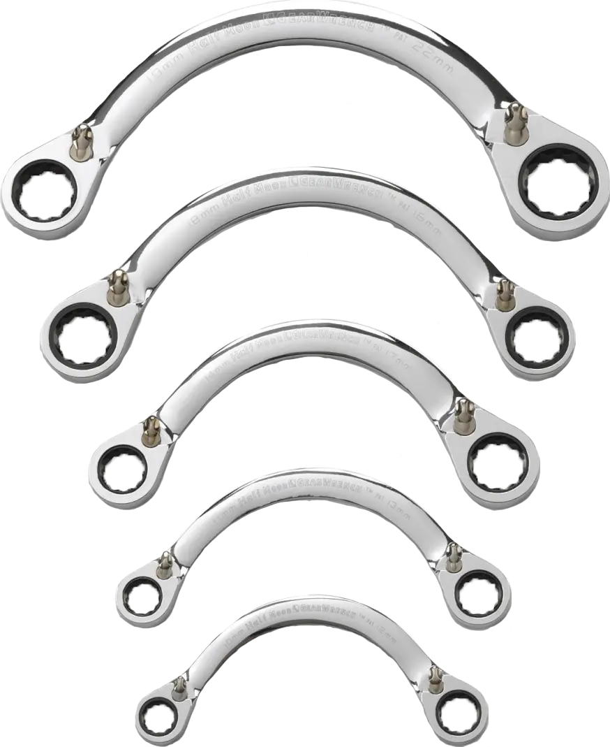 GearWrench® 5 Piece 12 Point Reversible Half Moon Double Box Ratcheting SAE Wrench Set