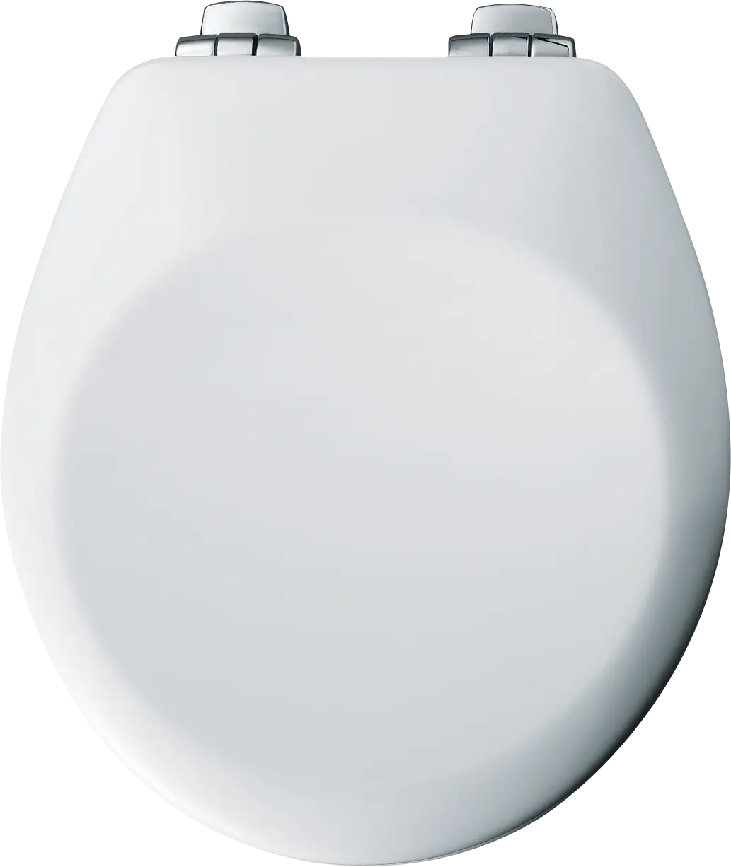 Bemis Molded Wood Toilet Seat with Chrome Plated Brass Hinges (Regular Bowl)