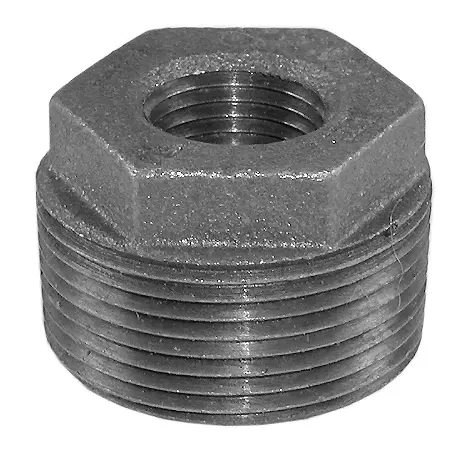 1-1/4" x 1/2" Black Hex Bushing, MPT x FPT