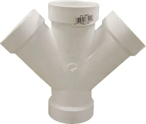 4" x 4" x 3" x 3" PVC DWV Reducing Double Wye