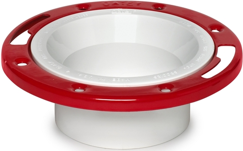 PVC DWV Closet Flange with Plastic Coated Metal Adjustable Ring less Knockout InsIDe 4" X 3" Hub