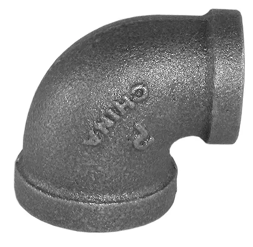 3/4" x 3/8" Black Malleable Reducing 90° Elbow