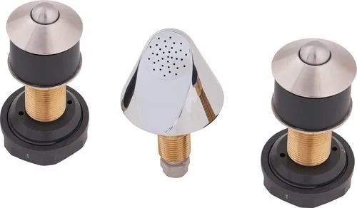 Bestcare Dual Temp Hemispherical Widespread Pushbutton Valve, Conical Faucet