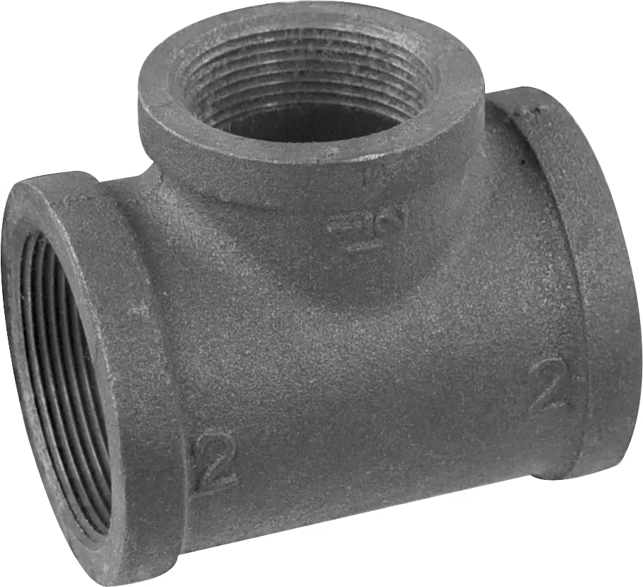 2" x 2" x 1-1/4" Black Malleable Reducing Tee