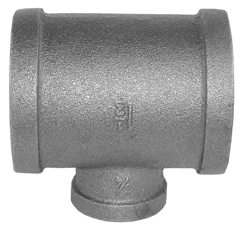 1-1/2" x 1-1/2" x 1" Black Malleable Reducing Tee