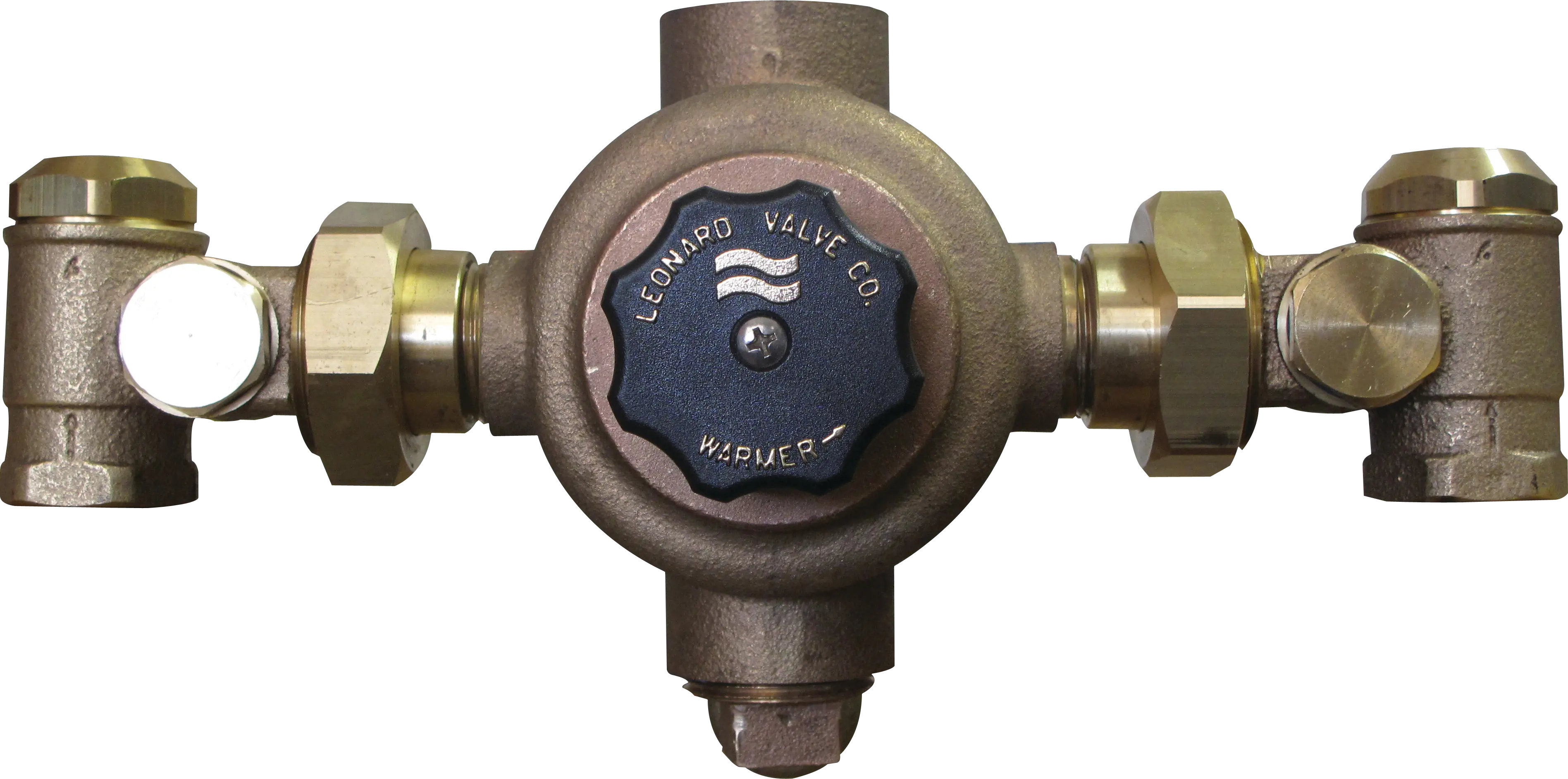 Leonard LV Thermostatic Mixing Valve 1" Inlet, 1-1/4" Outlet, Chrome. 3 - 63 GPM