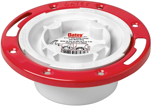 Closet Flange Plastic Coated Metal Adjustable Ring with Knockout PVC DWV Inside 4" x 3" Hub