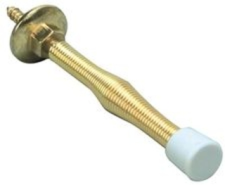 3" Spring Door Stop, Bright Brass