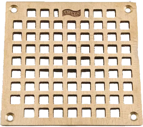 J.R. Smith Square Grate, Nickel Bronze 4-19/32" OD, 4 Screws, 3-7/8" Distance Between Screws