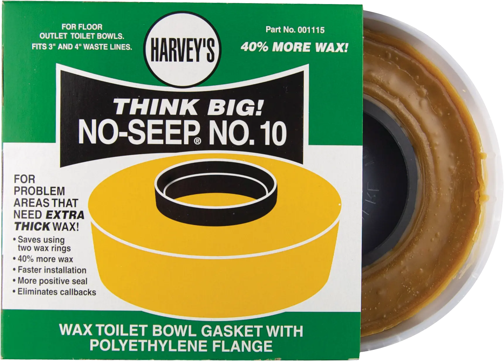 Harvey #10 No-Seep Closet Wax Gasket with 4" x 3" Horn