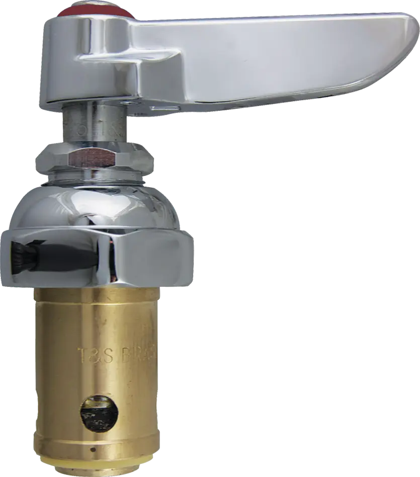 T&S Brass Eterna Spindle Assembly, Spring Check, Right Hand (Hot), Lever Handle, Screw, & Index