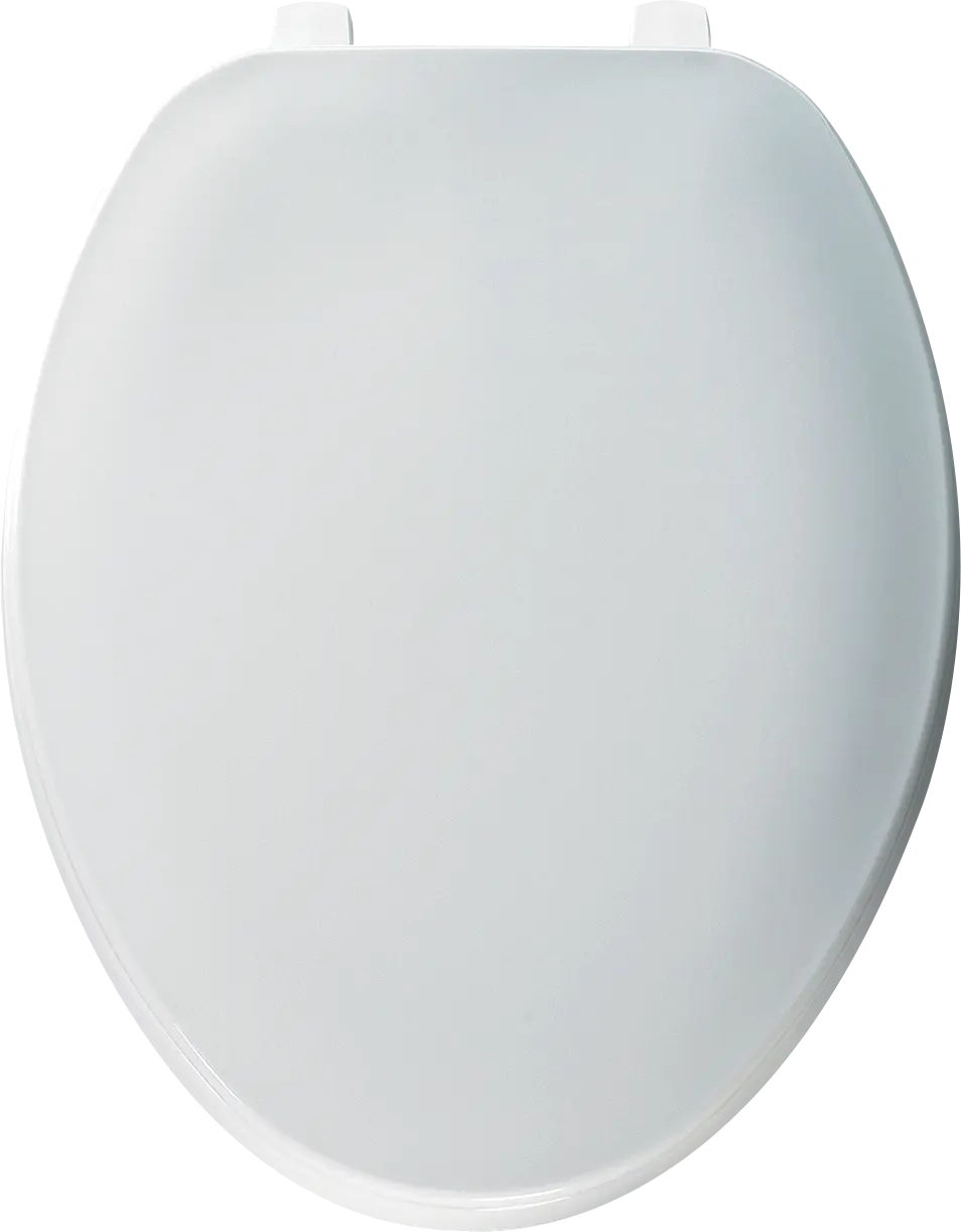Bemis Regular Duty White Elongated Solid Plastic Toilet Seat with Cover