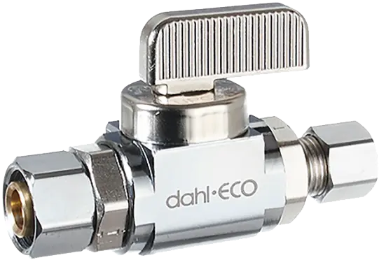 Dahl 3/8" Female Compression X 1/4" OD Compression (Piggy Back) Straight Stop, Chrome Finish, Lever Handle
