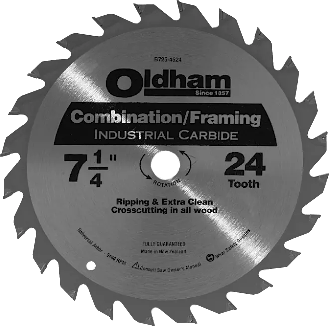 Oldham Saw Co. 7-1/4" Carbide Tipped Circular Saw Blade (24 Tooth)
