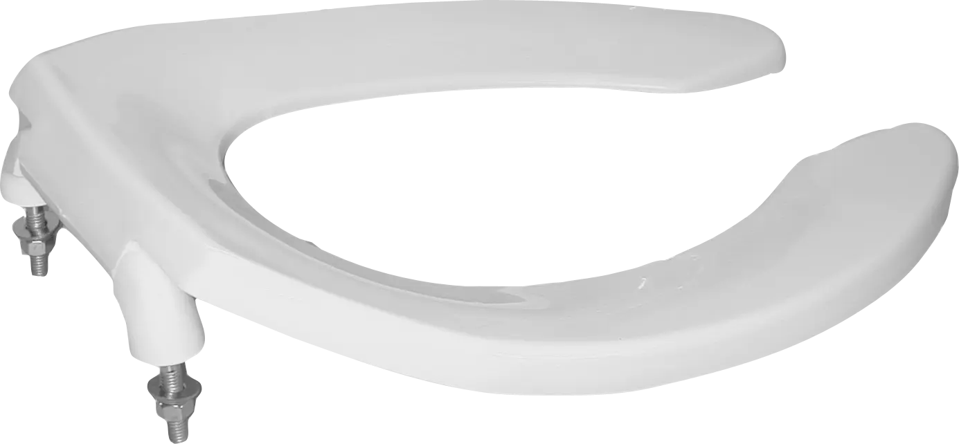 Bemis Heavy Duty Elongated Open Front less Cover Plastic Toilet Seat White with DuraGuard® Antimicrobial Built-In Seat Protection™