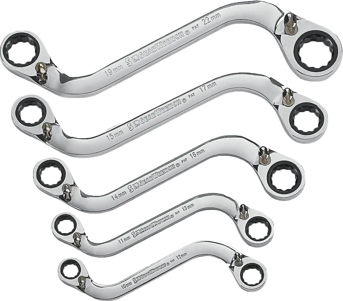 GearWrench® 5 Piece 12 Point Reversible S-Shape Double Box Ratcheting SAE Wrench Set