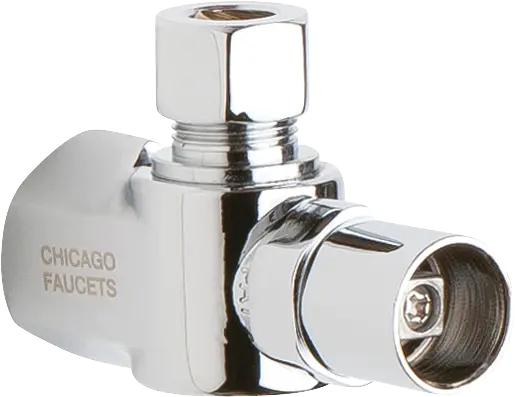 Chicago Angle Stop, 3/8" FPT, 3/8" OD Female Compression Outlet Chrome Plated HD Loose Key Angle Stop