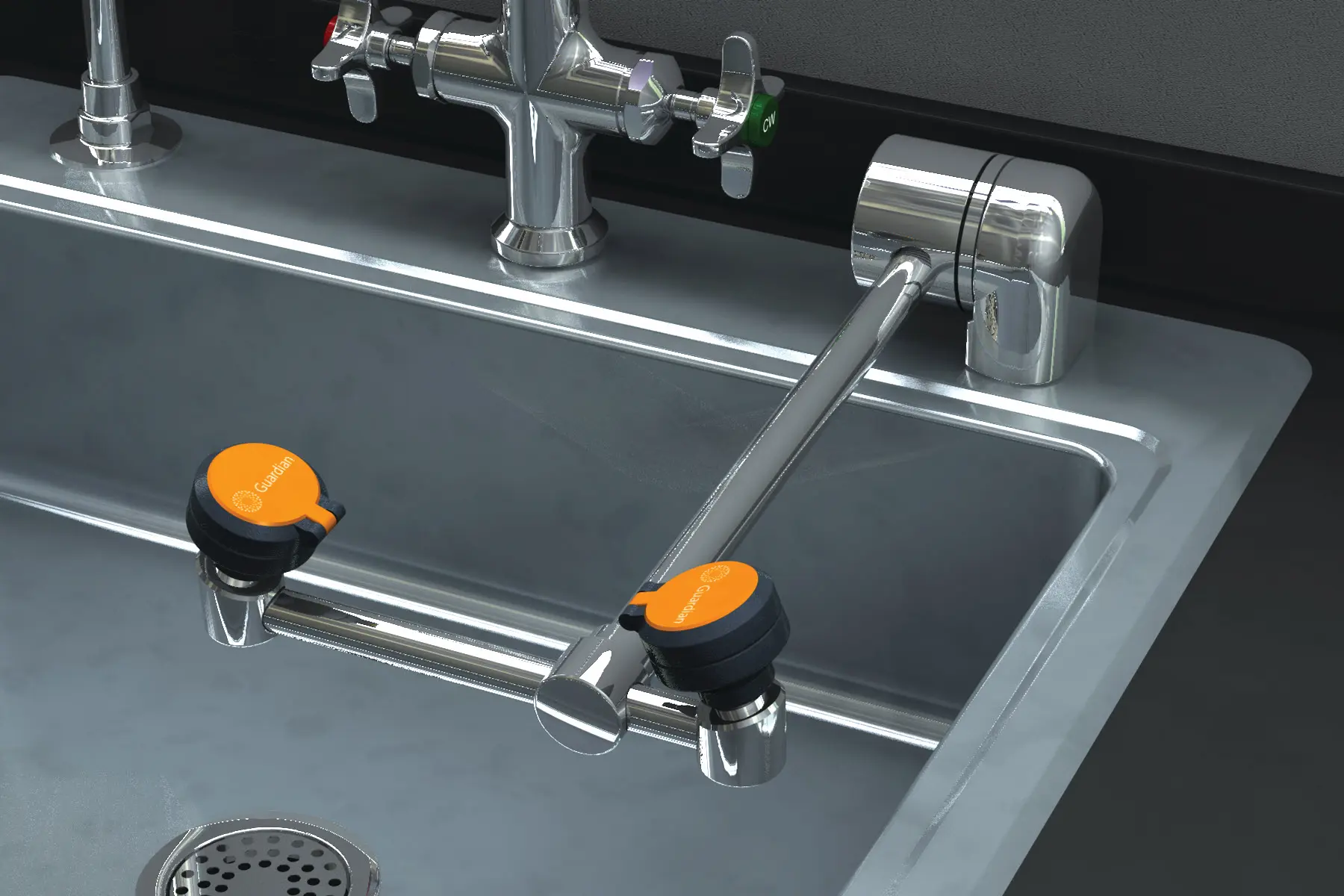 Guardian Equipment Eyewash, Deck Mounted, AutoFlow™ 90° Swing-Down
