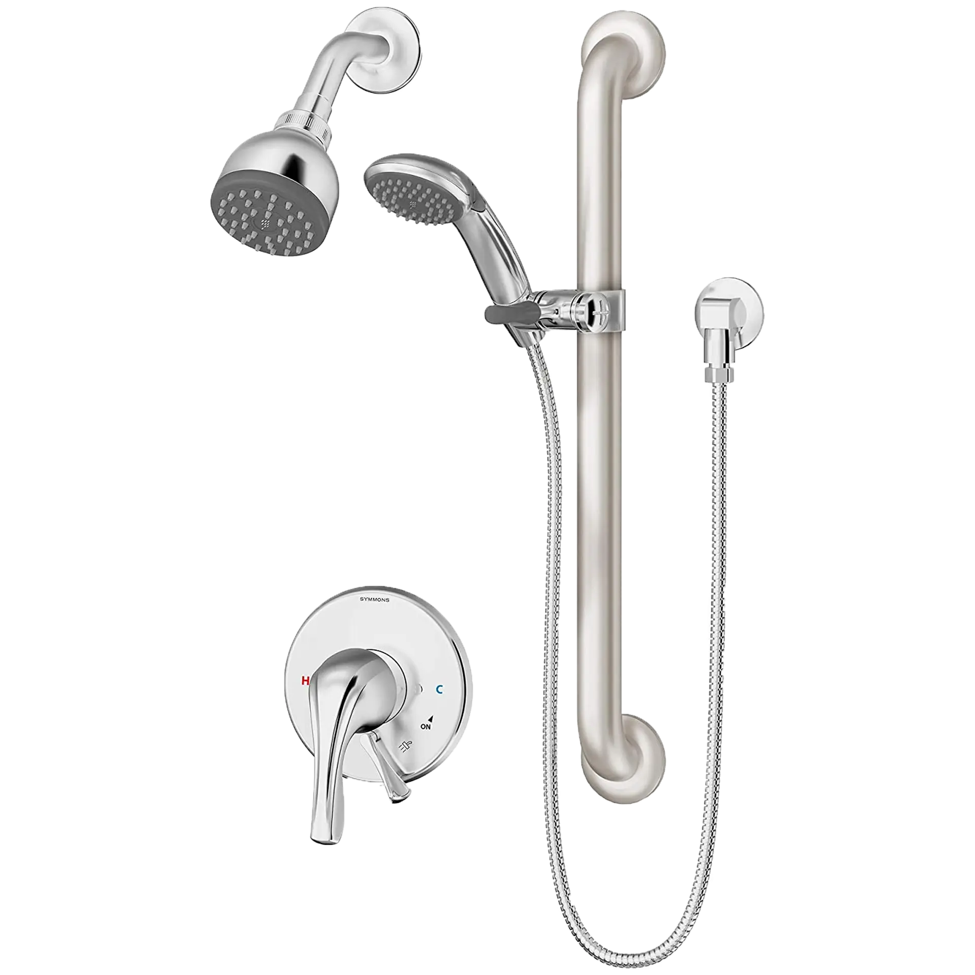 Symmons Shower System With Head, Handshower, Vb And 36" Grab Slide Bar