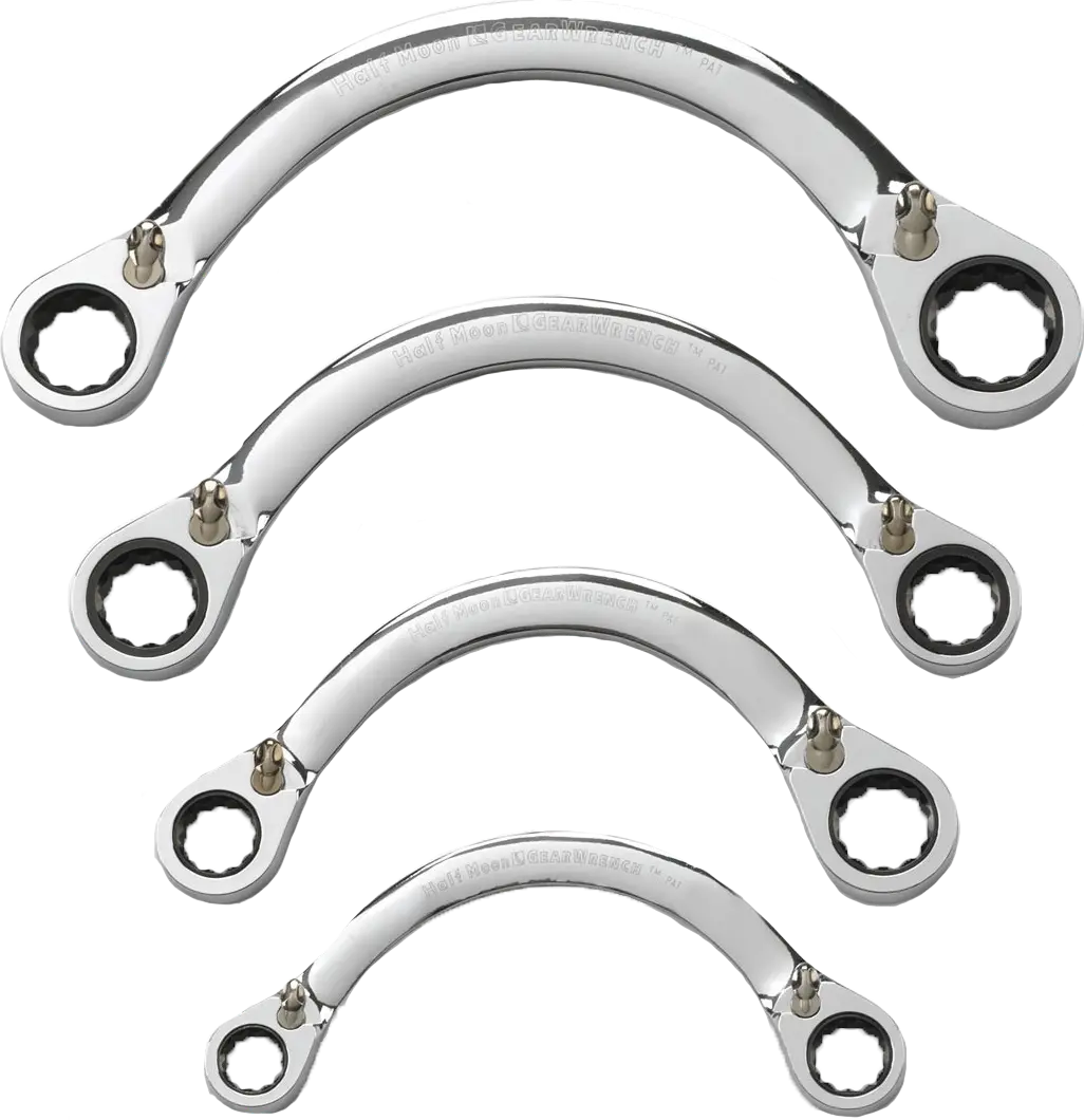 GearWrench® 4 Piece 12 Point Reversible Half Moon Double Box Ratcheting SAE Wrench Set