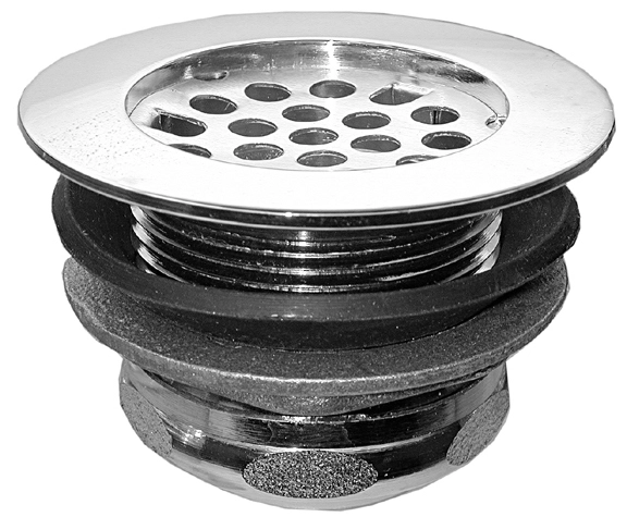 Duplex Strainer Assembly With Brass Lock Brass Slip Nut And Joint Nut. Top Flange OD Is 2-7/8". Thread OD Is 1-7/8".