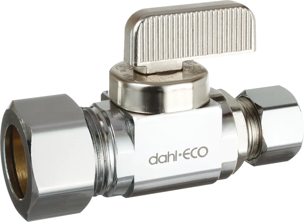 Dahl 5/8" OD Compression X 3/8" OD Compression Straight Stop Chrome Plated