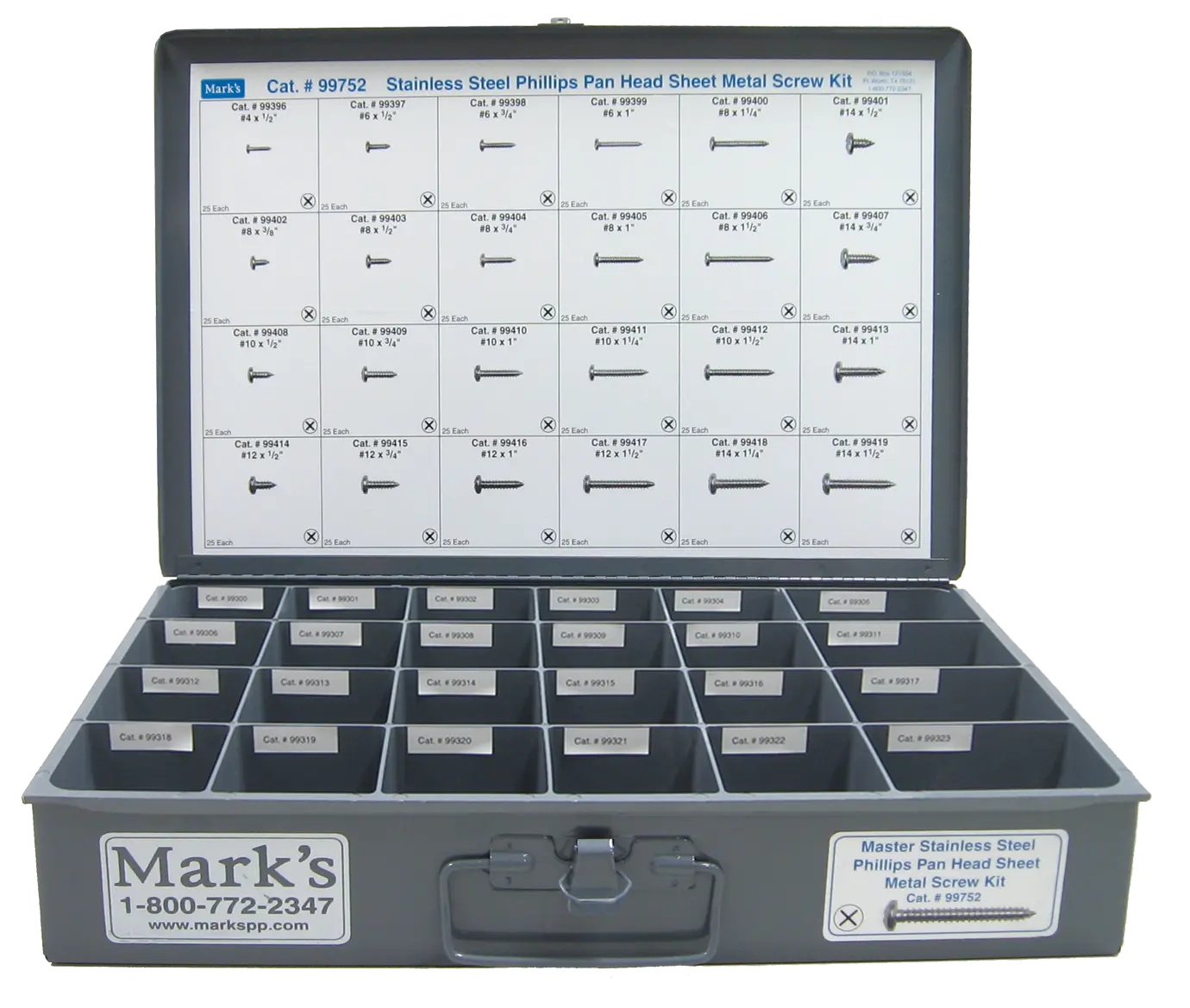 Sheet Metal Screw Assortment, Stainless, Phillips Pan Head
