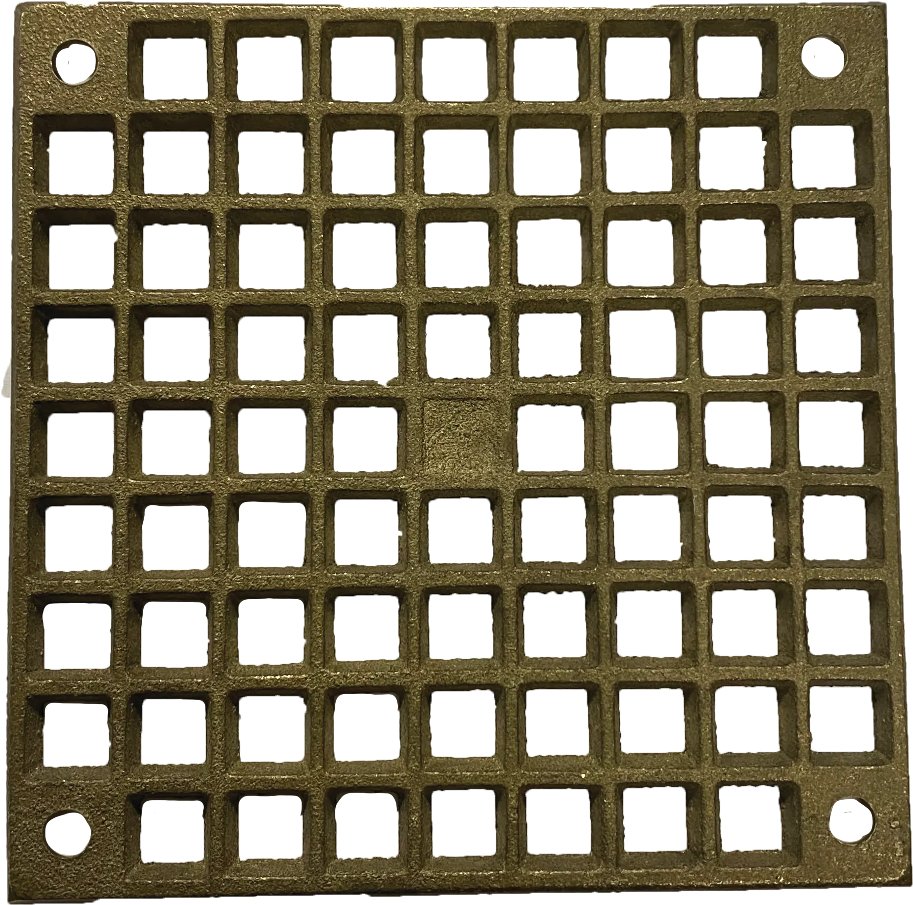 Wade Square Grate, Nickel Bronze 4-5/8" OD, 4 Screws, 3-7/8" Distance Between Screws