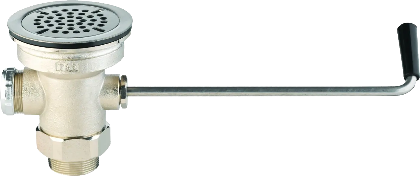 T&S Brass Waste Drain Valve, Twist Handle, 3-1/2" x 2" & 1-1/2" Adapter & Removable Strainer Basket